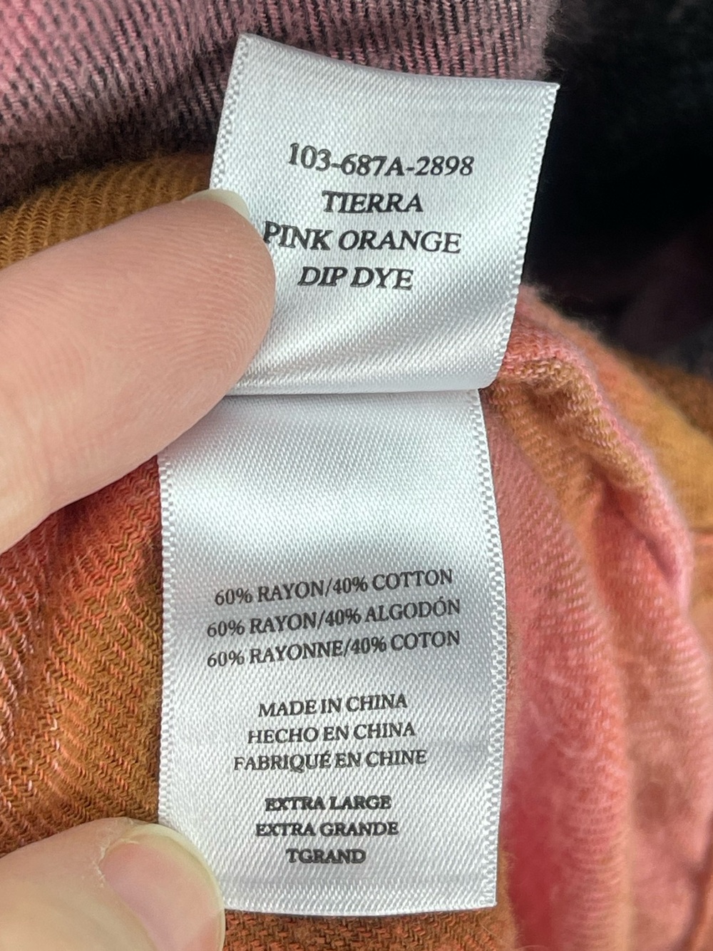 Rails size XL Tierra pink orange dip dye flannel shirt - Picture 4 of 4